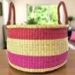 African woven bolga hamper basket in violet