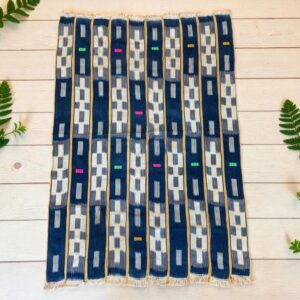 Burkina Faso indigo cloth with cultural motifs.