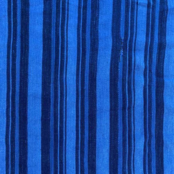 bashiri-indigo-cotton-228-tamale-handwoven-african-fabric-3 Close-up of the indigo cotton cloth in mid and deep blue stripes