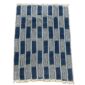 Full view of the indigo cotton cloth with solid and pinstriped panels on a white background