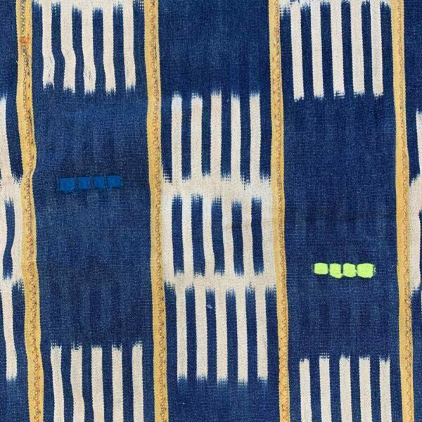 bashiri-indigo-cotton-235-navrongo-handwoven-african-textile-3 Close-up of the indigo cotton cloth in a checkerboard of deep and pale blocks
