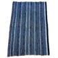 Full view of the grey-blue cotton cloth with bands of dark and pale stripes on a white background