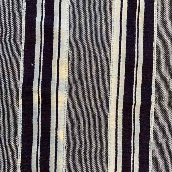 bashiri-indigo-cotton-244-akosombo-african-textile-handwoven-3 Close-up of the grey-blue cotton cloth with bands of dark and pale stripes