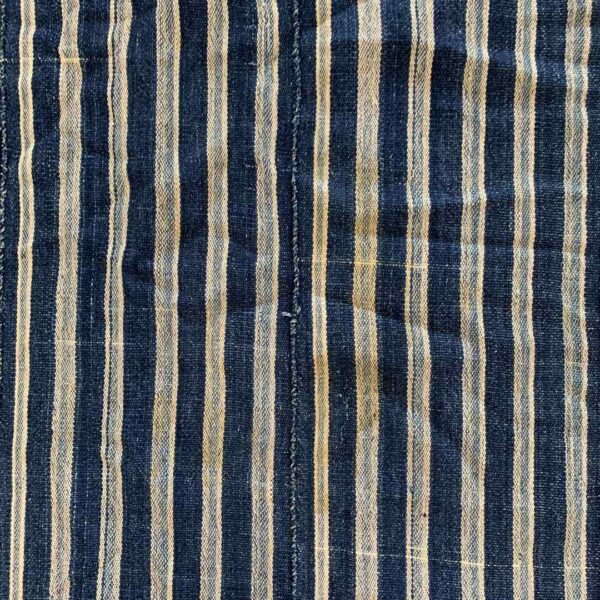 bashiri-indigo-cotton-248-koforidua-african-textile-handwoven-4 Close-up of the deep indigo cotton cloth with fine pale pinstripes