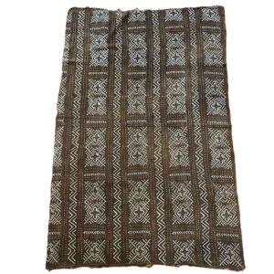 bashiri-mudcloth-medium-160-addax-bogolan-african-fabric-2 Full view of the medium earth-toned mudcloth with pale zigzag and diamond panels on a white background