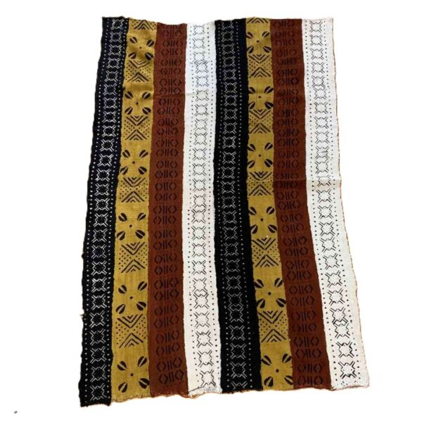 bashiri-mudcloth-medium-162-cuvier-african-mud-cloth-fabric-2 Full view of the medium mudcloth in vertical panels of light, dark and warm tones on a white background
