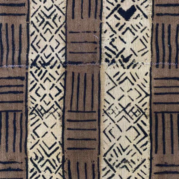 bashiri-mudcloth-medium-166-oryx-african-mud-cloth-fabric-3 Close-up of the mudcloth in dark and light bands of geometric motifs