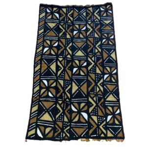 Full view of the medium dark mudcloth with a grid of warm-toned and pale triangles on a white background