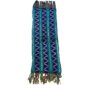 Full view of the small mudcloth with jewel-toned strips and pale chain and zigzag patterns on a white background
