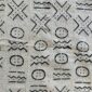 Close-up of the light mudcloth with rows of dark circles and crosses