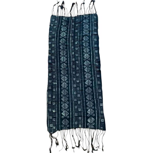 bashiri-mudcloth-small-163-blessing-african-mud-cloth-fabric-2 Full view of the small dark mudcloth with nested pale diamonds and dot grids on a white background