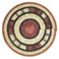 Full view of the rust, black and natural Burkina platter with a concentric pattern on a white background