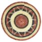 Full view of the rust, black and natural Burkina platter with a zigzag pattern on a white background