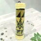 Bamboo rainstick 20cm with hand-painted black and natural turtle motif on white background.