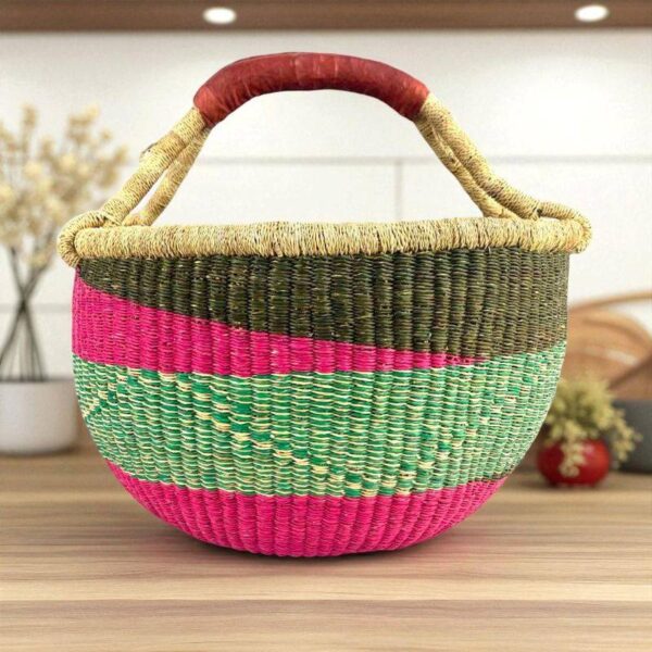 bashiri-xl-round-bolga-basket-pink-green bashiri-xl-round-bolga-basket-pink-green