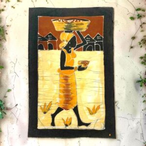 Symbolic African batik textile art.