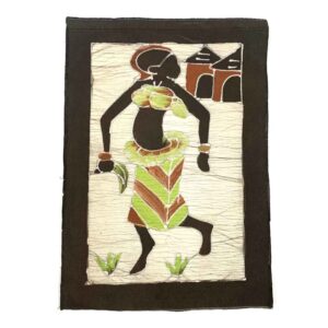 Hand dyed wax resist cotton fabric.