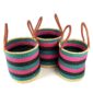 Interior view of the teal, pink and black laundry basket set