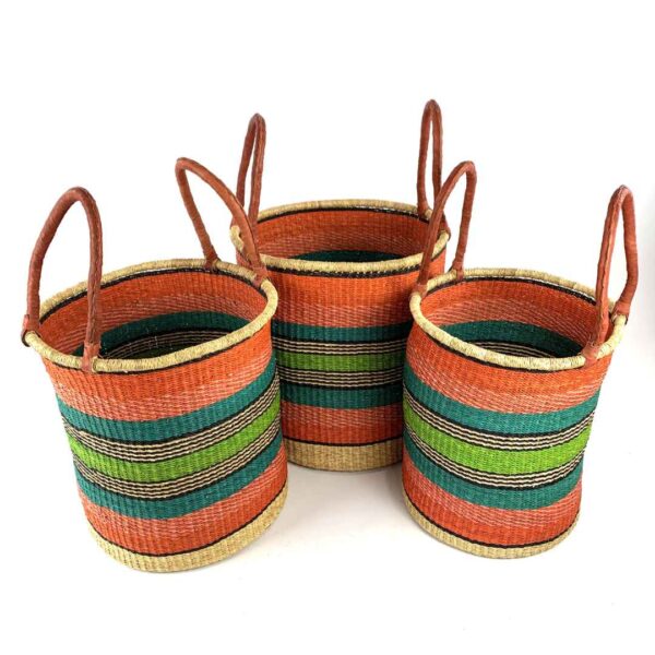 bolga-Open-Laundry-basket-114-beat (3) Interior view of the orange, teal, green and black laundry basket set