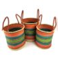 Interior view of the orange, teal, green and black laundry basket set