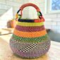 Bolga pot baskets showing different colourways