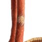 Close-up of the scar on the leather handle of the long handle market basket