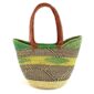 Front view of the long handle market basket with a zigzag pattern in fresh, bright tones
