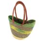 Angled view of the long handle market basket showing the woven interior