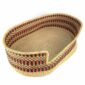Angled view of the XXL orange and navy pet basket showing the woven elephant grass base