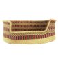 Front view of the XXL orange and navy checked Bolga pet basket with its dipped front