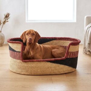 coloured african pet basket made of elephant grass