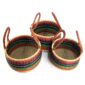 Set of three warm striped hamper baskets in small, medium and large