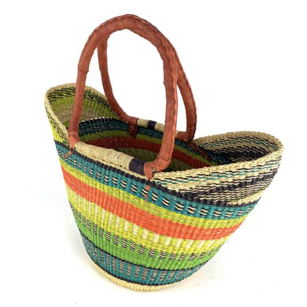 market-basket-standard-538-Branches (2) Angled view of the lime green, teal and orange extra large market basket