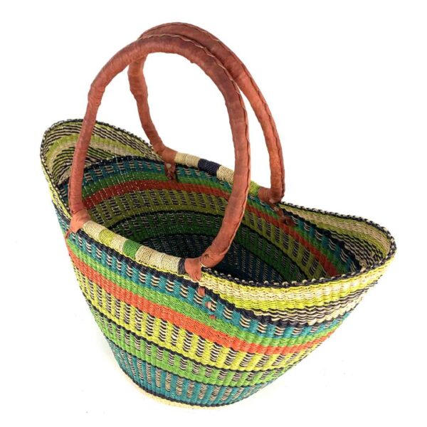 market-basket-standard-539-Antelope (2) Angled view of the lime green, teal and orange extra large market basket with rounded handles