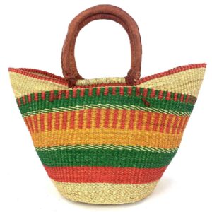 Solid colourful strips embrace this basket