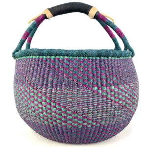 A predominantly deep purple basket