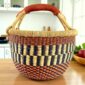 Close-up of the woven texture on a medium round Bolga basket