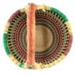 Top view of the rich-toned checked medium round Bolga basket showing the woven interior and handle
