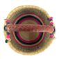 Top view of the two-tone diamond-pattern medium round Bolga basket showing the woven interior and handle