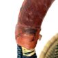Close-up of the scuffed leather on the handle
