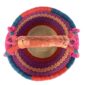 Top view of the bright checked medium round Bolga basket showing the woven interior and handle