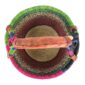 Top view of the rich-toned zigzag medium round Bolga basket showing the woven interior and handle