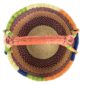 Top view of the multi-tone checked medium round Bolga basket showing the woven interior and handle