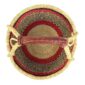 Top view of the warm and dark banded medium round Bolga basket showing the woven interior and handle