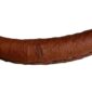Close-up of the scratching on the leather handle of the mini market basket