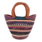 Front view of the mini market basket with fine stripes in deep, jewel-like tones