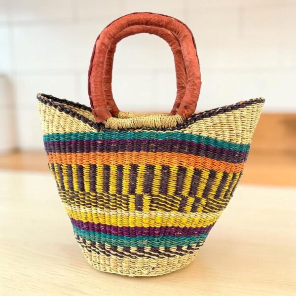 Mini African shopping basket handwoven by artisans in Northern Ghana