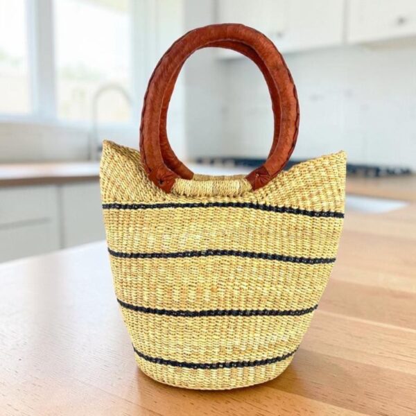 Small Ghanaian market basket handwoven from natural fibres