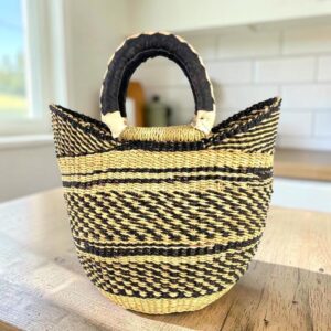 Small colourful Bolga basket handmade in Ghana