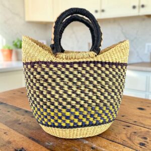 Traditional mini market basket with handwoven pattern